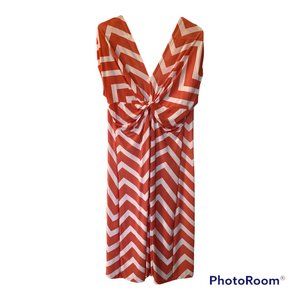 Coral and White Women's Dress Size XL
